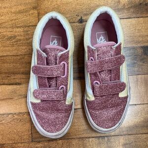 Vans Glittery Pink and Gold Kids Sneakers